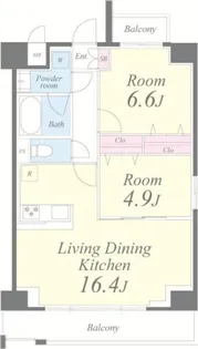クレシェンテ月島【6階】の間取り