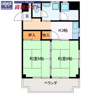 ターミナルマンションA【9階】の間取り