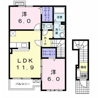 ハーモニーコートB【2階】の間取り