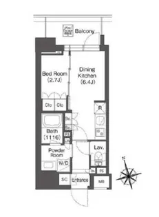 ミリアレジデンス浅草駒形【3階】の間取り