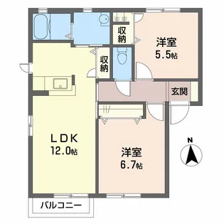メゾンシャルマン C棟【2階】の間取り