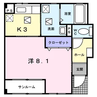 カーサセレッソ弐番館【1階】の間取り