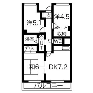 グランドヒルズ供米田2番館【3階】の間取り
