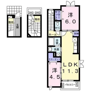 アンソレイユ北原II【3階】の間取り