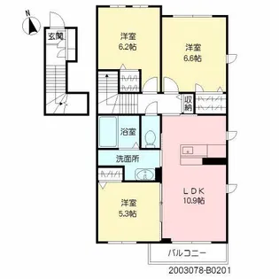 Sun Sky亀川 B棟【2階】の間取り
