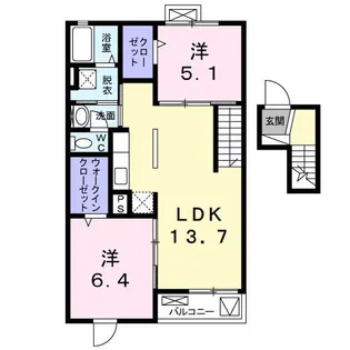 ヴァンベール成田【4階】の間取り
