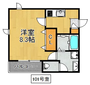 サニーヴィラ新町【1階】の間取り