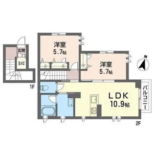 メゾンドゥシュウ【2階】の間取り