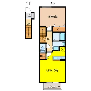 岐阜県大垣市築捨町3【アパート】の間取り