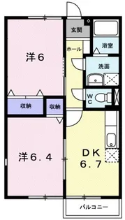 シャトーレインボーA【2階】の間取り
