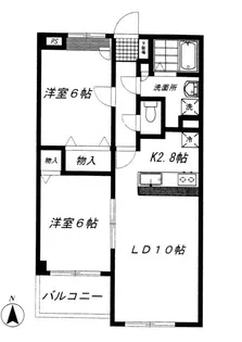 2LDKの間取り画像