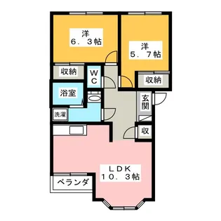ハピネスゆかりA【1階】の間取り