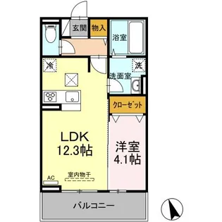 ブランネージュ東小串【1階】の間取り