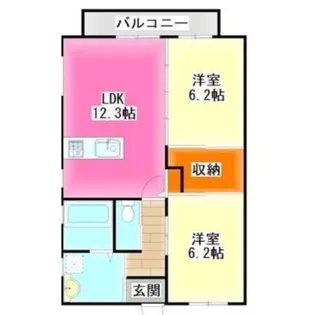 ルーイヒヴィラII A棟【2階】の間取り