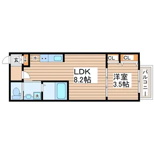 fleur黒松(フルール)【1階】の間取り