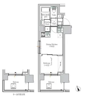 ONE ROOF RESIDENCE ASAKUSABASHI【13階】の間取り