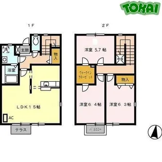 リースランド嬉野B棟【1階】の間取り