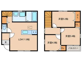 愛知県岡崎市若松町字萱林【一戸建】の間取り