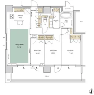 ザ・パークハビオ代々木【7階】の間取り