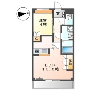 プラウディア天神【1階】の間取り