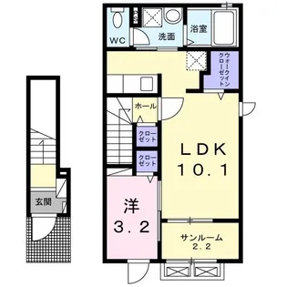 ローズブラン ハレA【2階】の間取り