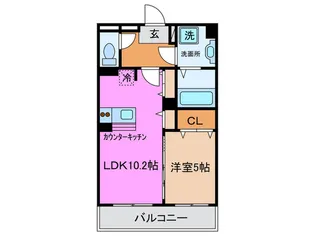 リバ-プレイス中山手【2階】の間取り