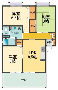 甲子園クレセントハウス【1階】の間取り