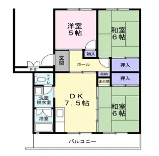 フラワリータウン生駒B棟【1階】の間取り