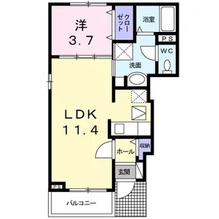 レオハナA【1階】の間取り