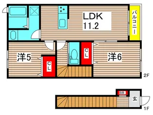 リーブルファイン三郷新和【2階】の間取り