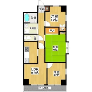ロイヤルコート【6階】の間取り