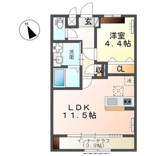 フォルトゥナ藤森【1階】の間取り