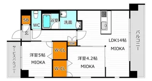 スプランディッド天王寺SOUTH【6階】の間取り
