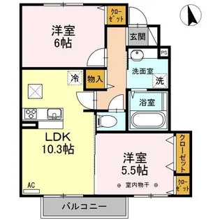 カーサ・HARU B【1階】の間取り