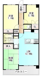 グランシャルム小田原城山【6階】の間取り