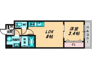 Mv.imp大阪放出【3階】の間取り