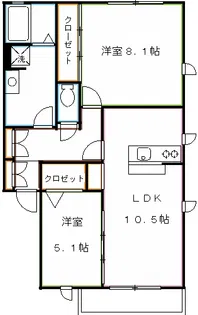 クラール三鷹【1階】の間取り