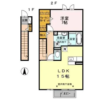 ウエストボヌール【2階】の間取り