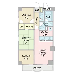 マイルドタウン山手西壱番館【2階】の間取り