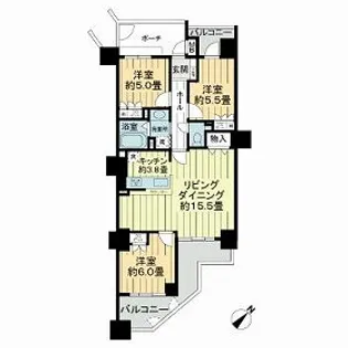 サーパスシティ新屋敷一番館【12階】の間取り