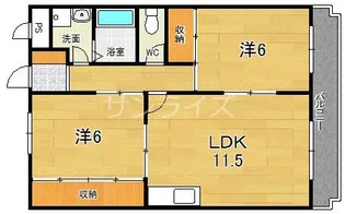 大阪府東大阪市森河内東2【マンション】の間取り
