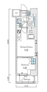 東京都北区中里1【マンション】の間取り
