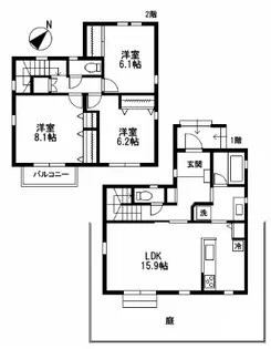 東京都大田区鵜の木1【一戸建】の間取り