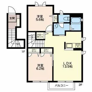 ヒュドールヒューレー H【2階】の間取り