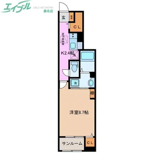 フォレストガーデン B【1階】の間取り