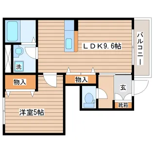 1LDKの間取り画像