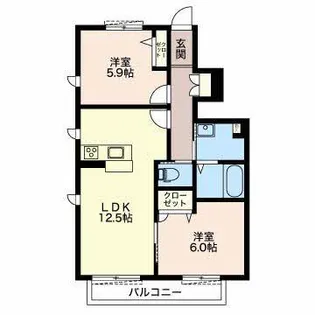 ウィングコートIII【1階】の間取り