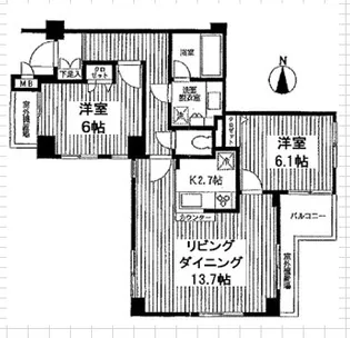 グランシャルム両国ボヌール【2階】の間取り