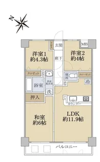 セザール第2南林間【2階】の間取り