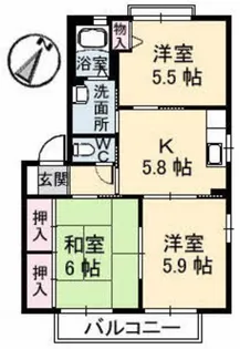 サニーハイツ南本町 A棟【2階】の間取り